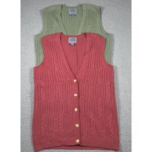 Cambridge Dry Goods Cardigan Sweater Womens Small Silk Cable Sleeveless Lot Of 2